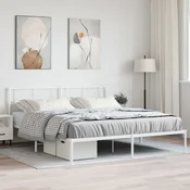 shumee vidaXL Kovinski posteljni okvir z vzglavjem bel 193x203 cm