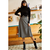 Olalook Womens Crowbarn Black Elastic Waist, Suede Textured A-Line Skirt