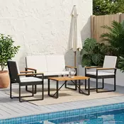 Set vanjskog namještaja 4 pcs Crna i krem-bijela poliratan