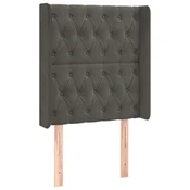 Vidaxl Vzglavje z ušesi temno sivo 83x16x118/128 cm žamet