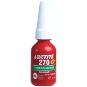 Loctite 270 10 ml zeleno lepilo za pritrjevanje kovinskih navojev, visoka trdnost, preprečuje rahljanje povezav zaradi vibracij, za trajno varnost, deluje na vseh kovinah, odobreno s strani P1 NSF