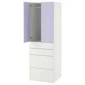 SMASTAD / PLATSA Garderober, bela lila/s 4 fioke, 60x57x181 cm