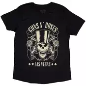 Guns N Roses Top Hat, Skull & Pistols Las Vegas Black S Ženske Majica
