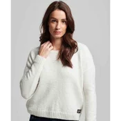Superdry za ženske. W6110500A Osnovni pulover z vratom za posadko bele barve (L), Bela, Priložnostno, Poliester, Dolg rokav