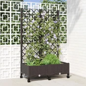 Vrtni saksija s rešetkom i kotacima Smeda 80 x 40 x 131,5 cm PP