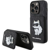 Karl Lagerfeld KLHCP15LSAKCNSCK iPhone 15 Pro 6.1 black hardcase Saffiano Cardslots and Stand Monogram Choupette (KLHCP15LSAKCNSCK)