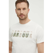 Pamucna majica Barbour za muškarce, boja: bež, s tiskom