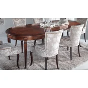 Casa Padrino luxury baroque dining table dark brown inlaid - Oval extendable solid wood dining room table in baroque style - Baroque dining room furniture - Luxury Quality - Made in Italy