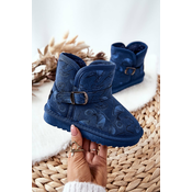Kids Ankle Boots Snowball with Fur Dark Blue Kawai