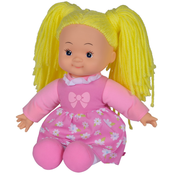 Mekana lutka Simba Toys - Flower Dolly, s plavom koscom i ružičastom haljinom