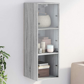 Greatstore Stenska omarica s steklenimi vrati siva sonoma 35x37x100 cm