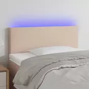 vidaXL LED posteljno vzglavje kapučino 90x5x78/88 cm umetno usnje