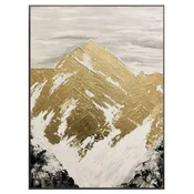 Casa Padrino Luxury Designer Oil Painting Mountains Gold/White/Gray/Black 120 x H. 170 cm - Hand Painted Painting with Metal Frame - Luxury Wall Art - Designer Wall Art