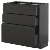 METOD / KNIVSHULT Podni element s 3 ladice, crno-siva/Upplöv mat antracit, 80x37 cm