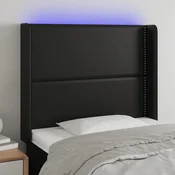vidaXL vidaXL LED posteljno vzglavje črno 93x16x118/128 cm umetno usnje, (20736827)