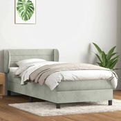 vidaXL vidaXL Box spring postelja z vzmetnico svetlo siva 80x220 cm žamet, (21791846)