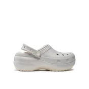 Crocs Natikači Classic Platform Glitter Lined Clog W 210413 Srebrna