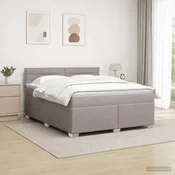 vidaXL Postelja boxspring z vzmetnico Taupe 160 x 200 cm Blago