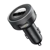 BASEUS Bluetooth FM predajnik za automobil s punjačem i 2 USB priključka (5V / 3400mA, 17W, podrška za brzo punjenje, LED zaslon) CRN