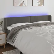 Vidaxl vidaXL Vzglavje z LED svetlobo temno sivo 183x16x78/88 cm žametno