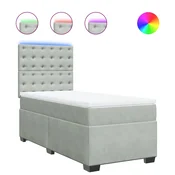 Box spring postelja z vzmetnico svetlo siv 90x190 cm žamet