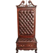 Casa Padrino Luxury Baroque Chesterfield Wardrobe Dark Brown - Handmade Baroque Style Mahogany Coat Rack with Genuine Leather - Luxury Wardrobe Furniture in Baroque Style - Noble & Magnificent