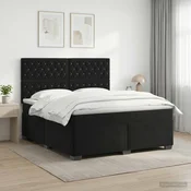 vidaXL Postelja boxspring z vzmetnico Črna 140 x 200 cm Žamet