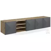 Stenska TV komoda s policami Asha 200 5D - river stone/hrast artisan