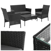 No Name Vrtni komplet pohištva iz črnega ratana – 2 stola, kavč, miza