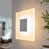 Lucande LED stenska svetilka Berlind, 26 cm, bela, steklo, kovina - Dnevna soba/jedilnica - Sodobni - opalno bela, srebrna - Plastika