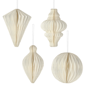 Papirnati okrasek set 4 bele barve 10cm - bela