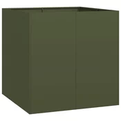 MAISON CHIC Cvetlični Lonec - Cvetlično korito olivno zelena 80x80x80 cm Jeklo, (21789688)