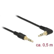 Delock stereo kabel za prikljucak, 3,5 mm, 3-pin muški-na-muški, pod kutom, 0,5 m, crni