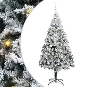 Vidaxl Umestno božično drevo Bela 210 cm PVC, jeklo in plastika