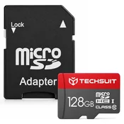 Techsuit THCM26 pomnilniška kartica MicroSDHC, Class 10, 128GB z adapterjem - rdeč