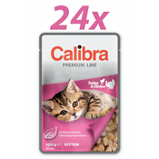 Calibra Kitten, mokra hrana za macke, puretina & piletina, 24 x 100 g