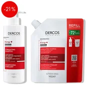 Vichy Dercos Energy+, Stimulativni šampon proti izpadanju las, 400 ml + eco refill 400 ml