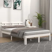 shumee vidaXL Posteljni okvir bel masivni les 120x190 cm dvojni