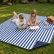 shumee Odeja za piknik - za na plažo - bombaž - Temno modre črte 180x200