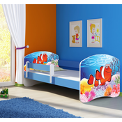 Drveni djecji krevet s bocnom stranicom – plavi 140×70