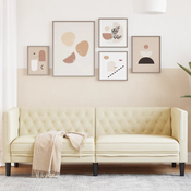 vidaXL Kavč trosed Chesterfield krem umetno usnje