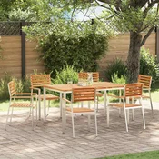 Vrtni set za objed 7 pcs Masivni teak drvo i nehrđajući čelik