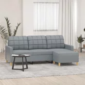 VIDAXL kavč trosed s stolčkom za noge (180cm, blago), svetlo siv