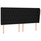 Vidaxl Vzglavje z ušesi črno 203x23x118/128 cm blago