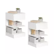 SoBuy KOMPLET 2 NOČNIH OMARIC z enim predalom Bela 39x39x65cm Minimalističen