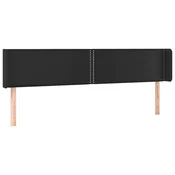 Vidaxl Vzglavje z ušesi črno 203x16x78/88 cm umetno usnje