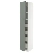 METOD / MAXIMERA Vis.el. s 2 vrata/4 fioke, bela/Nickebo mat sivozelena, 40x60x220 cm
