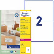 Avery Zweckform reciklirane etikete LR7168-100, 199.6 x 143.5 mm, 200 etiket/zavitek, naravno bele, A4, za tiskanje