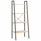 Samostojece police s 4 razine svjetlosmede i crne 56x35x140 cm