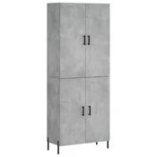 Vidaxl Visoka komoda betonsko siva 69,5x34x180 cm inženirski les